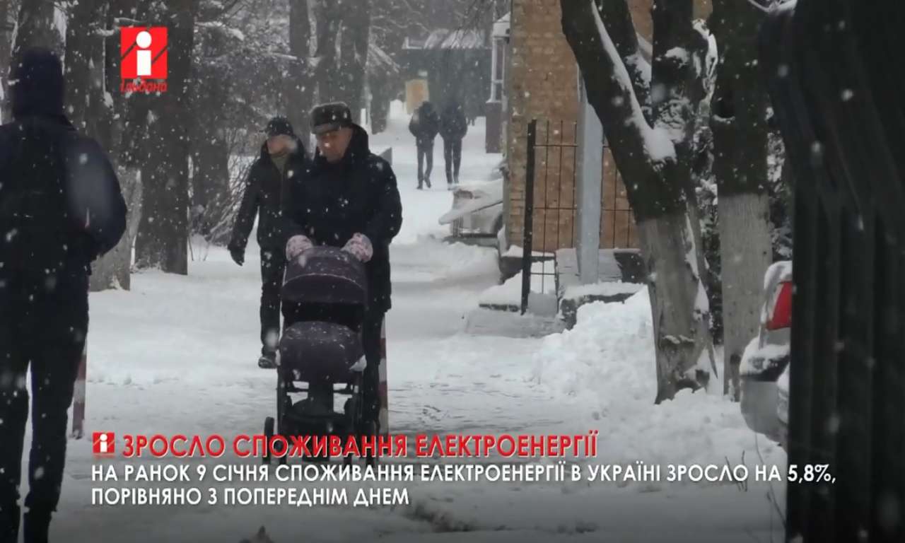 На ранок 9 січня споживання електроенергії в Україні зросло на 5,8% через морози (ВІДЕО)